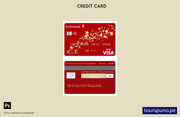 lista para imprimir plantilla de débito de visa bancaria de Bahamas Scotia